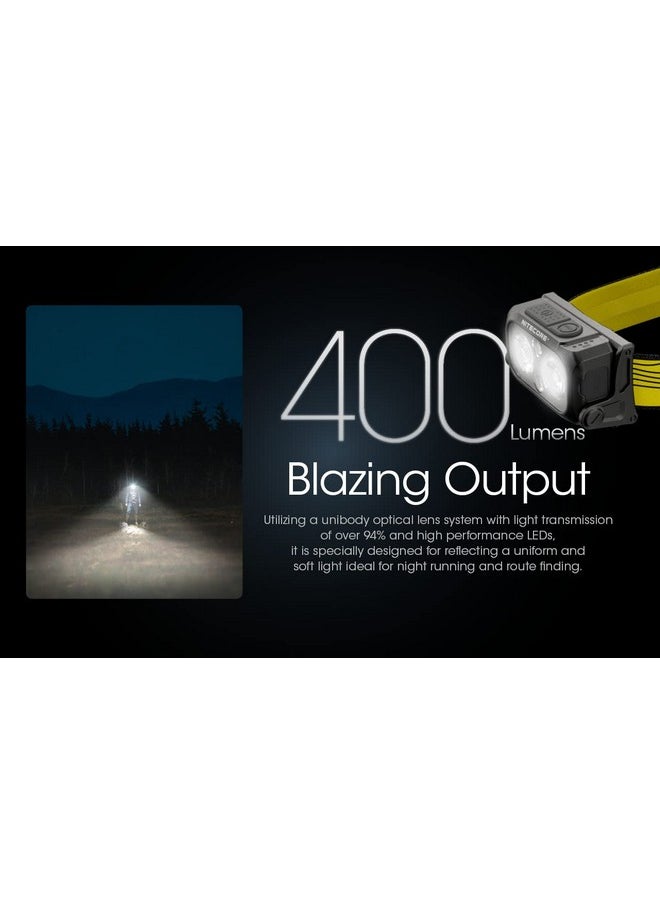 NITECORE - Nu25 400 Usb-C Rechargeable Headlamp, Lightweight, Dual Beam, With Red Lighting For Hiking, Climbing, And Camping, With Lumentac Organizer - Image 1