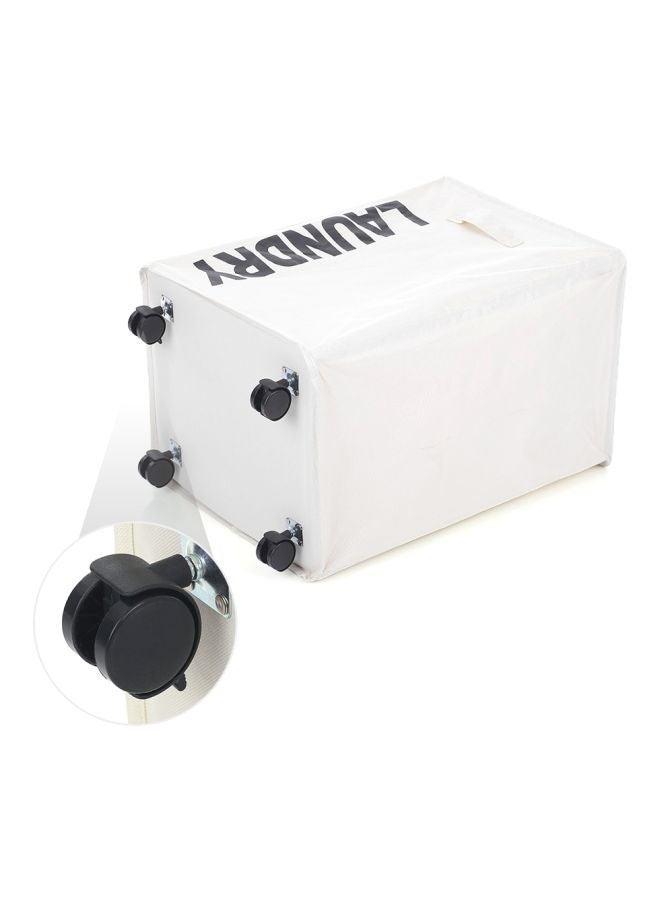 NIBEMINENT Foldable Laundry Basket Bin With Wheels White  - Image 4