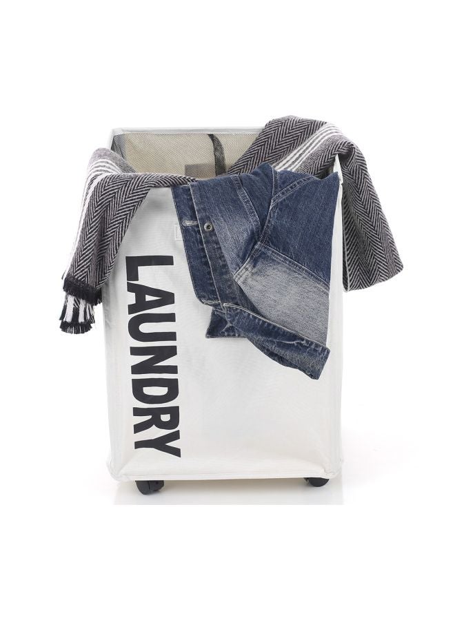 NIBEMINENT Foldable Laundry Basket Bin With Wheels White  - Image 5