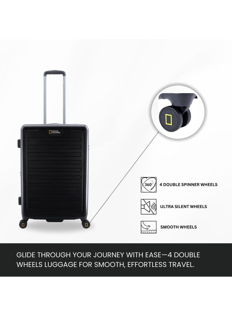 ناشيونال چيوغرافيك حقيبة سفر ناشيونال جيوغرافيك كبيرة صلبة من البولي كربونات بالكامل، سوداء، متينة وخفيفة الوزن مع قفل ترولي بعجلات دوارة هادئة  بوصة - Image 2