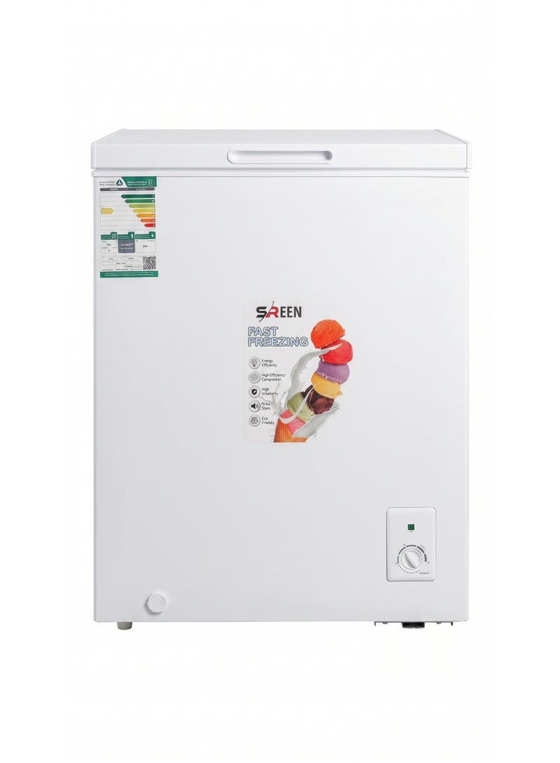 SREEN Chest Freezer 142 Liter, Deep Freezer, Energy Efficient, White – SRGS-142DF 142 L 53 W SRCF-142DF White - Image 1