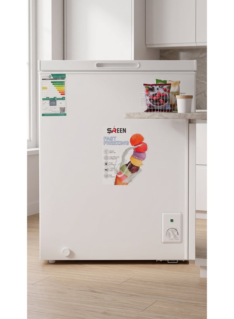 SREEN Chest Freezer 142 Liter, Deep Freezer, Energy Efficient, White – SRGS-142DF 142 L 53 W SRCF-142DF White - Image 5