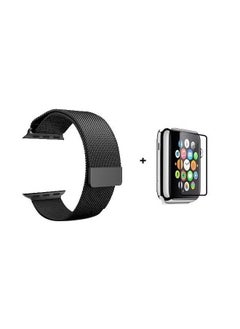 vesus Milanese Stainless Steel Mesh Band with Screen Protector For Apple Watch 40mm Black 