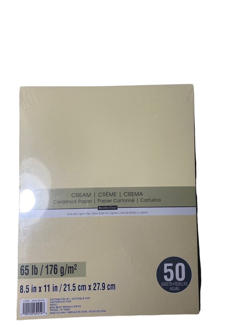 Recollections Cardstock Paper, 8 1/2 X 11 Cream - 50 Sheets - Image 1