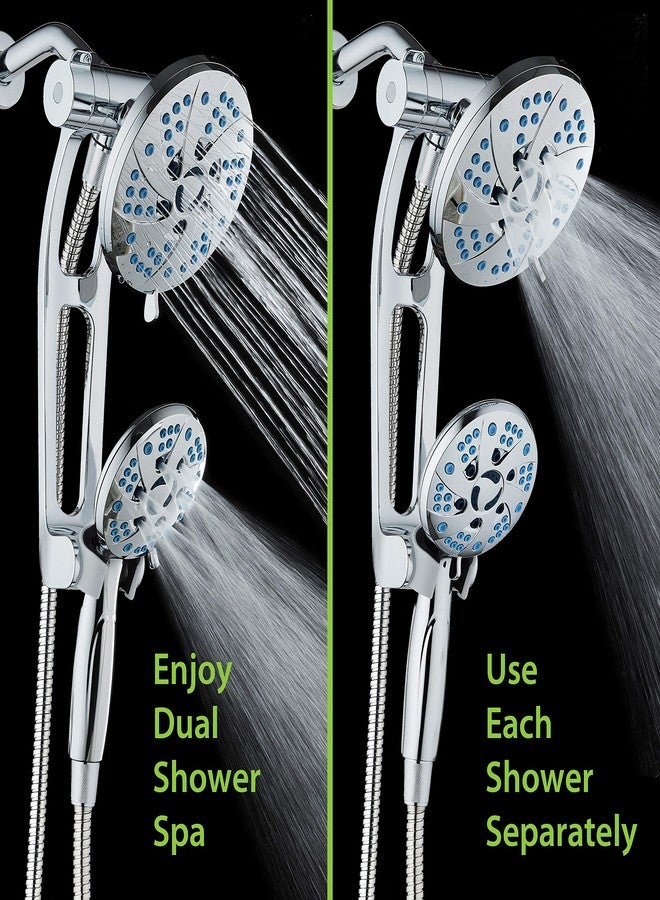 Hotel Spa AquaCare Spa Station High Pressure 48-mode Rain & Handheld 3-way Shower Head Combo with Adjustable Arm - Anti-clog Nozzles, Extra-long 6 ft Stainless Steel Hose/All Chrome Finish - Image 4