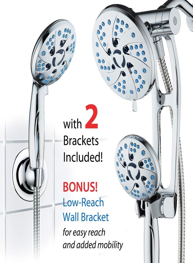 Hotel Spa AquaCare Spa Station High Pressure 48-mode Rain & Handheld 3-way Shower Head Combo with Adjustable Arm - Anti-clog Nozzles, Extra-long 6 ft Stainless Steel Hose/All Chrome Finish - Image 5