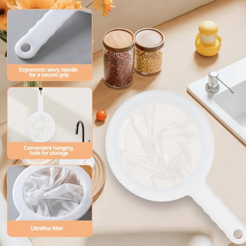 smrtcol Ultra-Fine Nylon Mesh Strainer- Mini Kitchen Colander for Coffee, Milk, Yogurt, Juice - Non-Slip Handle & Hanging Hole (120 Mesh) - Image 3