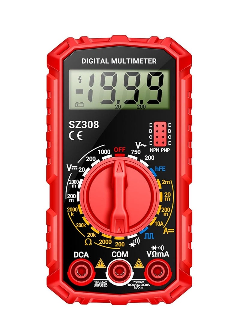 Generic - 1999 Counts Multimeter for Resistance Testing, Ideal for Televisions, Refrigerators, and Air Conditioners; Measures Current and Resistance (Red) for Various Electronic Devices. - Image 1