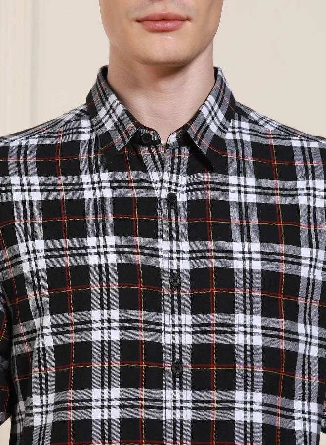 Dennis Lingo Regular Fit Black Cotton Shirt – Stylish and Classic