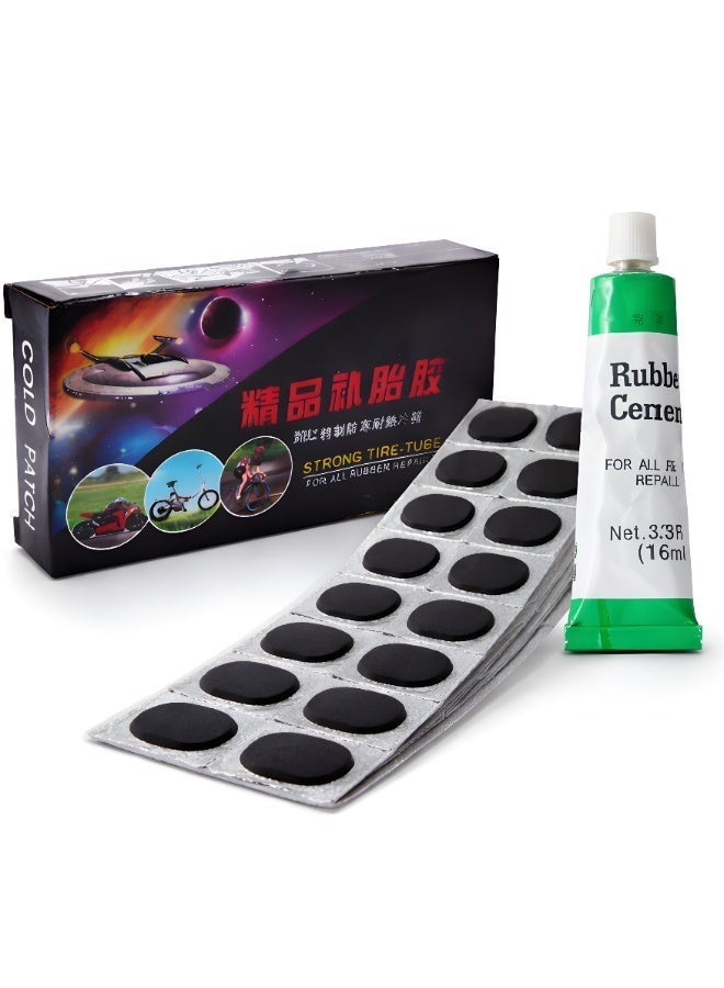 Fukukawa طقم إصلاح أنبوب الدراجة 48 قطعة رقع مطاطية مع غراء قوي – إصلاح ثقوب الإطارات للدراجات الجبلية ودراجات الطريق (MTB & Road Bike) - Image 5