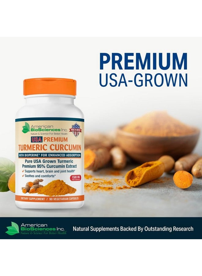 American BioSciences American BioSciences USA Premium Turmeric Curcumin with BioPerine 1500mg - 95% Standardized Curcuminoids & Black Pepper Extract for Enhanced Absorption - Natural Joint Support - 90 Capsules - Image 5