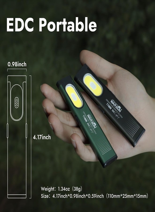 WARSUN T7 EDC Flashlight, Compact Multi-Mode Pocket LED Flashlight, USB-C Rechargeable, IPX4, Dual Material, Red/Blue Strobe - Image 2