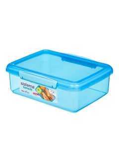 sistema Sistema Lunch 2L stackable lunch Box, comes with easy locking clips, light weight, Microwave, Dishwasher safe and Phthlate & BPA Free, Blue , Made In New Zealand  - Image 1