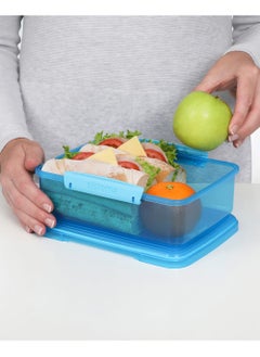 sistema Sistema Lunch 2L stackable lunch Box, comes with easy locking clips, light weight, Microwave, Dishwasher safe and Phthlate & BPA Free, Blue , Made In New Zealand  - Image 2