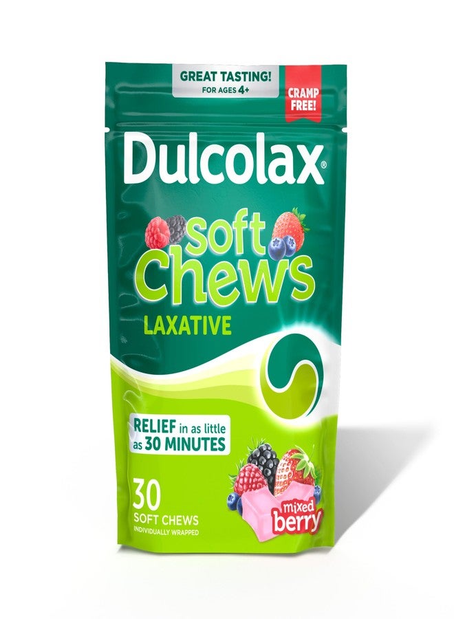 Dulcolax Saline Laxative Soft Chews, Fast-Acting Laxative, Gentle Constipation Relief, Mixed Berry Flavor, Magnesium Hydroxide 1200 mg, 30 Count, Occasional Constipation. - Image 1
