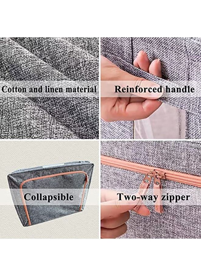 Arabest 3Pack Clothes Storage Bag Foldable Closet Organizers Storage Containers,Large Storage Bins for Comforters, Blankets, Bedding,Toys, Books, Foldable with Sturdy Zipper,Clear Window, 72L-Grey  - Image 2