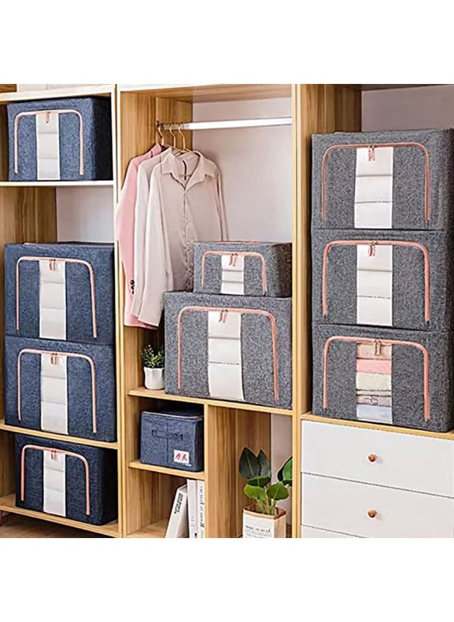 Arabest 3Pack Clothes Storage Bag Foldable Closet Organizers Storage Containers,Large Storage Bins for Comforters, Blankets, Bedding,Toys, Books, Foldable with Sturdy Zipper,Clear Window, 72L-Grey  - Image 5
