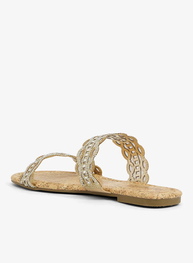 Savannah Collection  Cork Flat Embellished Sandals for Women | Best Price UAE