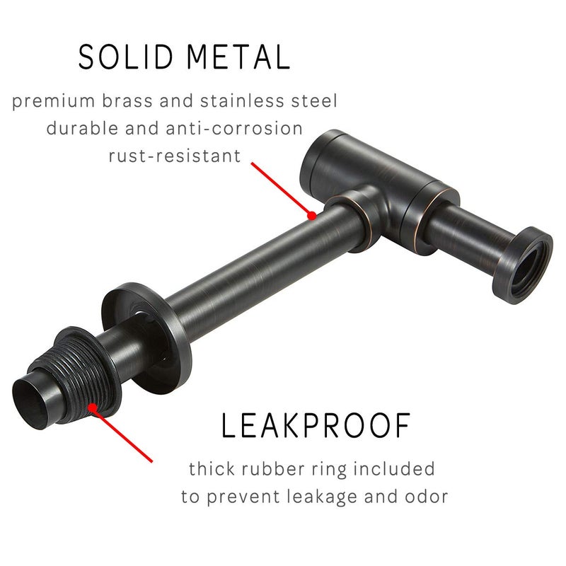 orhemus Brass Round Bottle P Trap, Basin Sink Waste Trap Drain Tube Kit Adjustable Height, Oil Rubbed Bronze Finished - Image 2