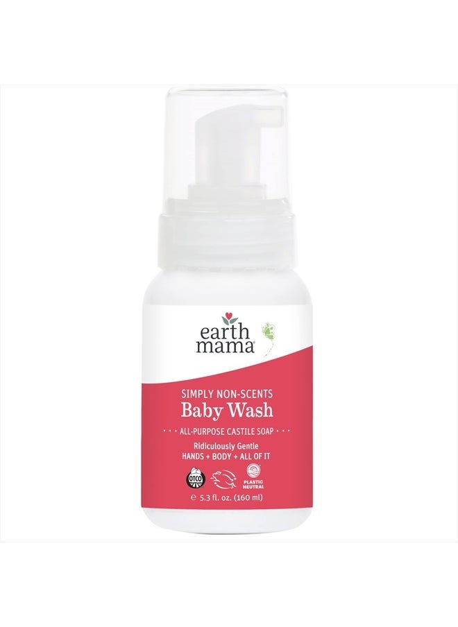 Earth Mama - Simply Non-Scents Baby Wash Foaming Hand Soap, Organic All-Purpose Fragrance Free Body Wash for Sensitive Skin, Castile Soap with Coconut Oil, Shea Butter, Calendula, & Aloe, 5.3 fl oz - Image 1
