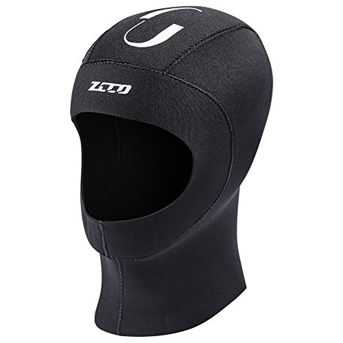 Skyone Neoprene Wetsuit Hood Scuba Diving Hood 3MM 5MM for Men Women Youth, Bib Dive Cap Surfing Thermal Hood for Kayaking Snorkeling Swimming Sailing Canoeing Water Sports (5mm Black, L) - Image 1