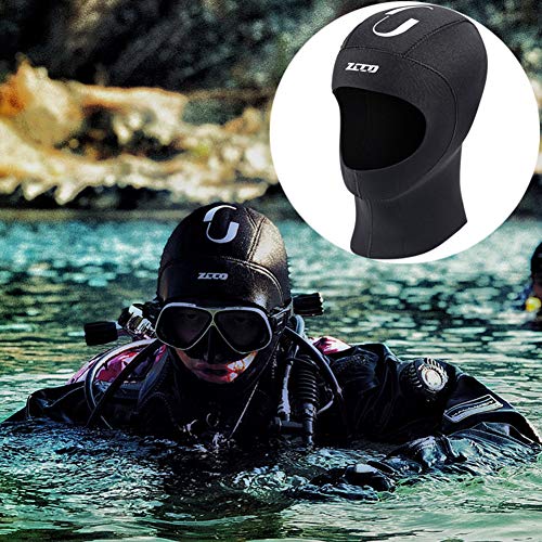 Skyone Neoprene Wetsuit Hood Scuba Diving Hood 3MM 5MM for Men Women Youth, Bib Dive Cap Surfing Thermal Hood for Kayaking Snorkeling Swimming Sailing Canoeing Water Sports (5mm Black, L) - Image 5