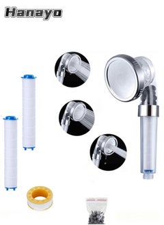 Hanayo Shower Head 3 Modes High Pressure Filtered Hand Held Shower Head Multifunctional Head Water Saving Purifies Water Shower Head With PP Cotton Filter Extra Stones Easy Install  - Image 1