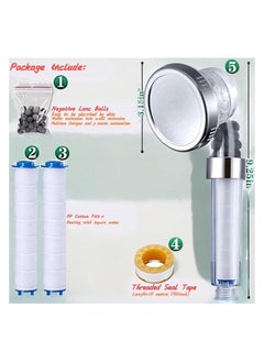 Hanayo Shower Head 3 Modes High Pressure Filtered Hand Held Shower Head Multifunctional Head Water Saving Purifies Water Shower Head With PP Cotton Filter Extra Stones Easy Install  - Image 2