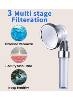 Hanayo Shower Head 3 Modes High Pressure Filtered Hand Held Shower Head Multifunctional Head Water Saving Purifies Water Shower Head With PP Cotton Filter Extra Stones Easy Install  - Image 5