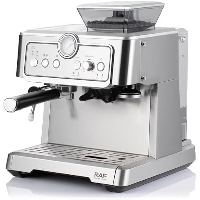 RAF Coffee Maker  1350W Espresso Machine 23L Large Capacity Twin Brewing Cycle BuiltIn Grinder Milk Frother Easy Clean Professional Barista Coffee Machine For Home  Office - Image 3