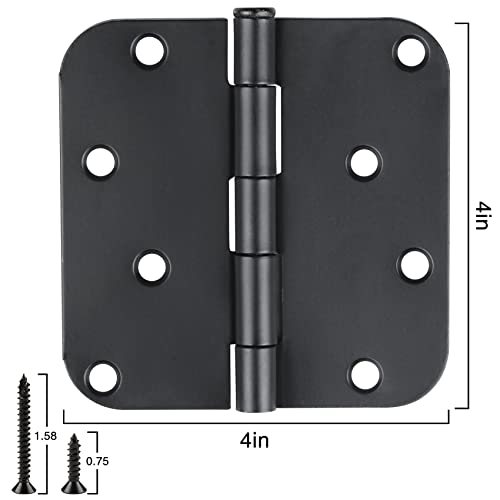 JIW 12 Pack Black Exterior Door Hinges 4 Inch Matte Black Door Hinges 4 Inch Black Hinges for Doors Rounded Edge 5/8" Radius Corners Door Hardware Security Commercial Grade Door Hinge 4"x 4" JIW - Image 2
