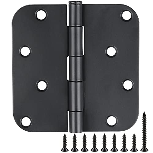 JIW 12 Pack Black Exterior Door Hinges 4 Inch Matte Black Door Hinges 4 Inch Black Hinges for Doors Rounded Edge 5/8" Radius Corners Door Hardware Security Commercial Grade Door Hinge 4"x 4" JIW - Image 1