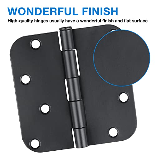 JIW 12 Pack Black Exterior Door Hinges 4 Inch Matte Black Door Hinges 4 Inch Black Hinges for Doors Rounded Edge 5/8" Radius Corners Door Hardware Security Commercial Grade Door Hinge 4"x 4" JIW - Image 3