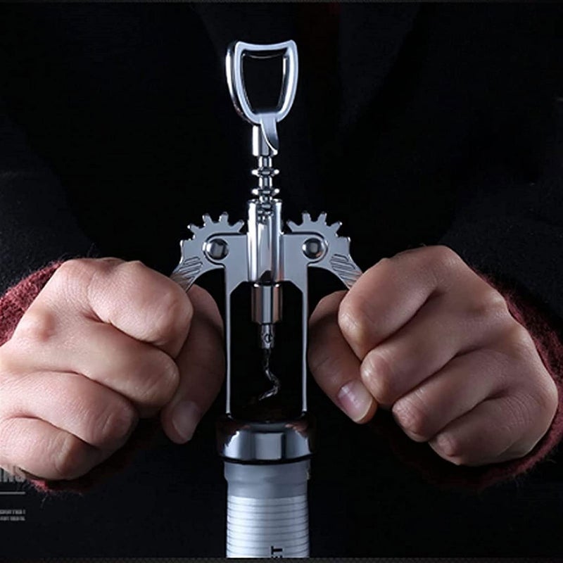 Wine Opener Wine Bottle Opener Multifunctional Wing Corkscrew Wine Bottle Opener for All Cork Stoppered and Beer Cap Bottles Heavy Duty Manual Cork Screw Tool for Men Birthday Gift - Image 4