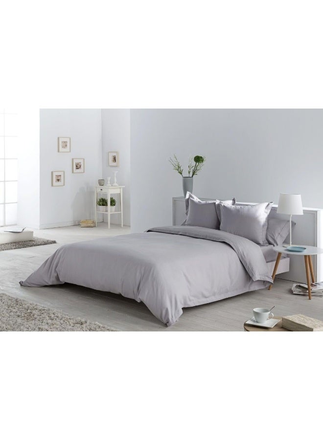 PanaX Pure Cotton Duvet Cover 170X220Cm With 1 Pillow Case 50X75Cm, With 4" Hem (Light Grey, Double) - Image 3