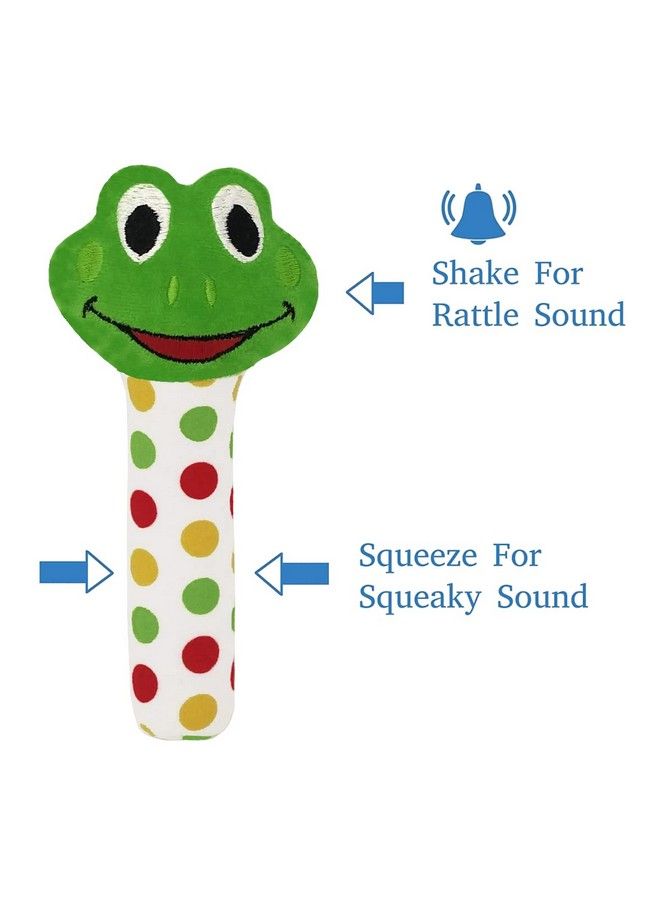 Pikipo Froggy Face Rattle Soft Toy With Squeeze Handle For Squeaky Sound (Green) - Image 4