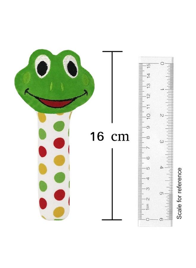 Pikipo Froggy Face Rattle Soft Toy With Squeeze Handle For Squeaky Sound (Green) - Image 3