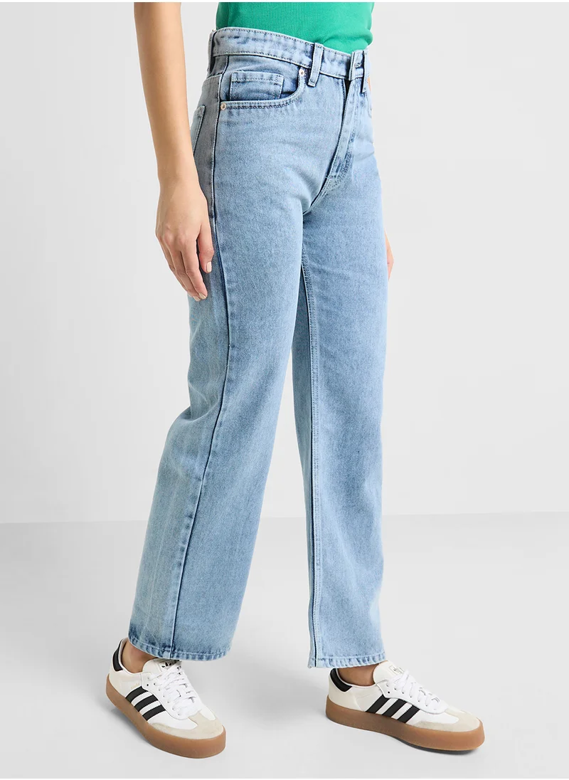 جينجر Straight Fit Bleached Jeans