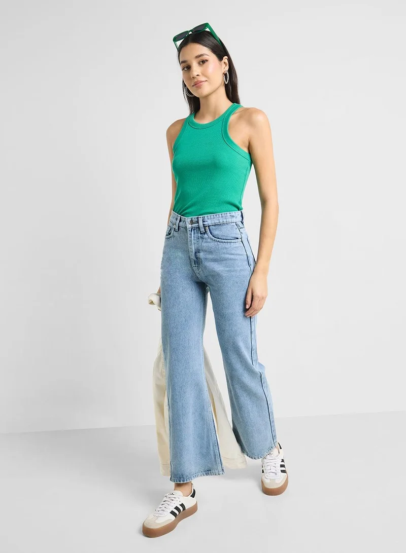 Ginger Blue Straight Fit Bleached Jeans for Women | Best Price UAE