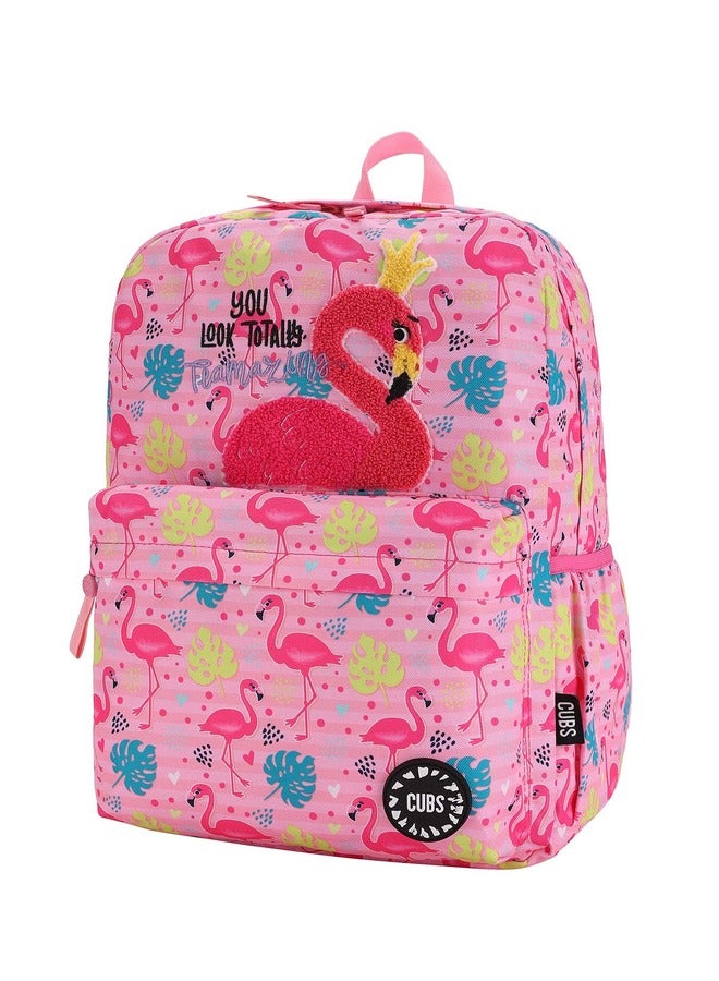 CUBS Flamingo Print Waterproof Kids 28L Backpack With Zip Closure Ideal For 6-12 Years Girls Compatible With 15 Inch Laptop - Image 2