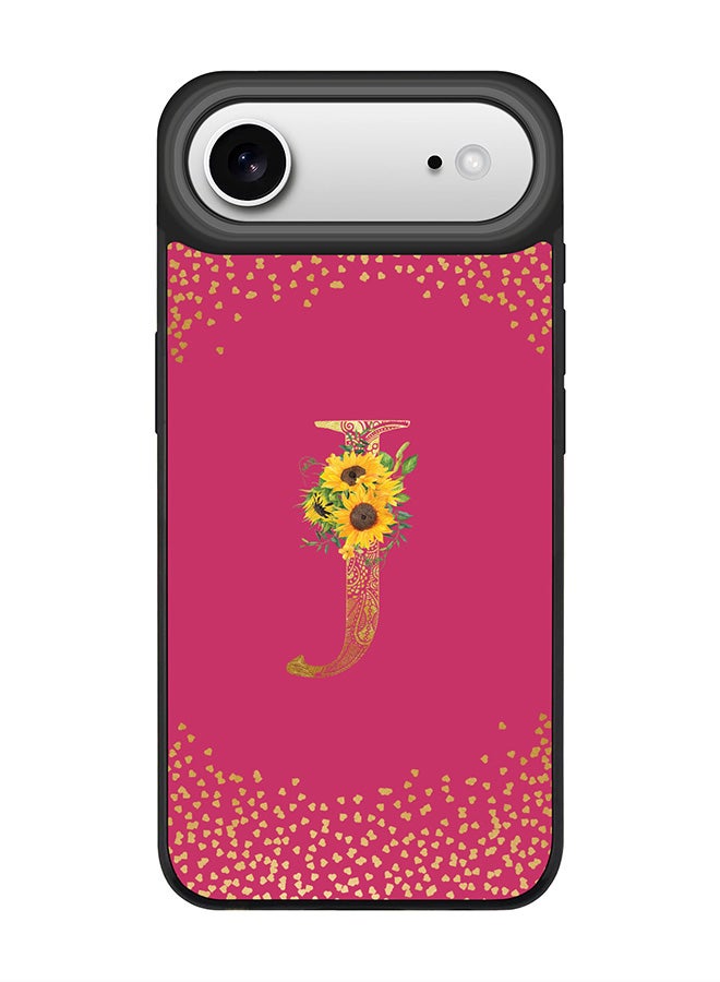 Stylizedd iPhone Air Case, [Compatible with MagSafe] Slim Magnetic cover Phone Case iPhone Air -Custom Floral Monogram - J ( Deep Pink ) - Image 1