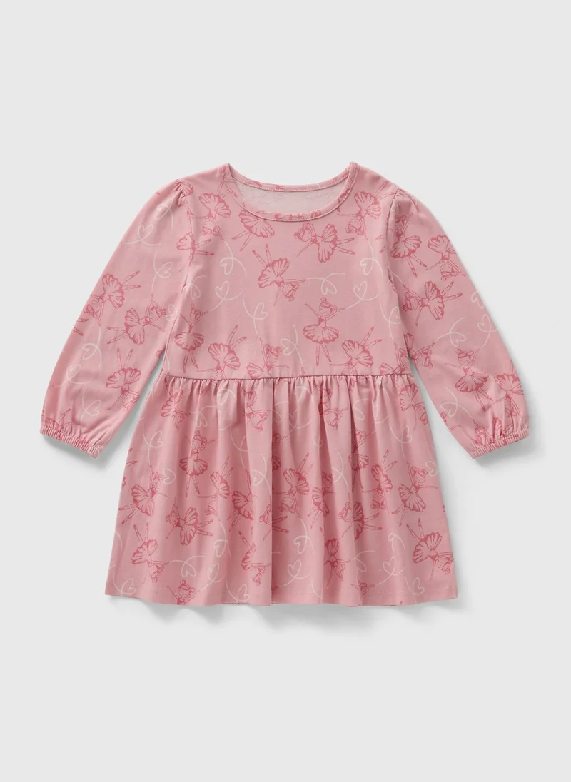 ماتلان Girls Pink Ballerina Print Dress