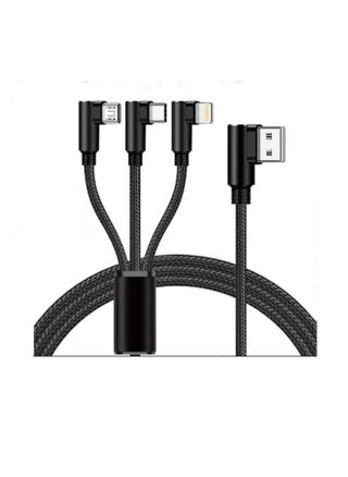 3 in 1 Cable Multiple Charger Cord 1.2m/3.9ft Compatible With USB Type C/Light-ning/Micro Connector Compatible With iProducts, Android and Type C Smartphones and Tablets - Black - pzsku/ZF29A2375DBE80ACCBF28Z/45/_/1731963545/9e92cde2-78ab-4bed-97b8-ade6b9824e2c