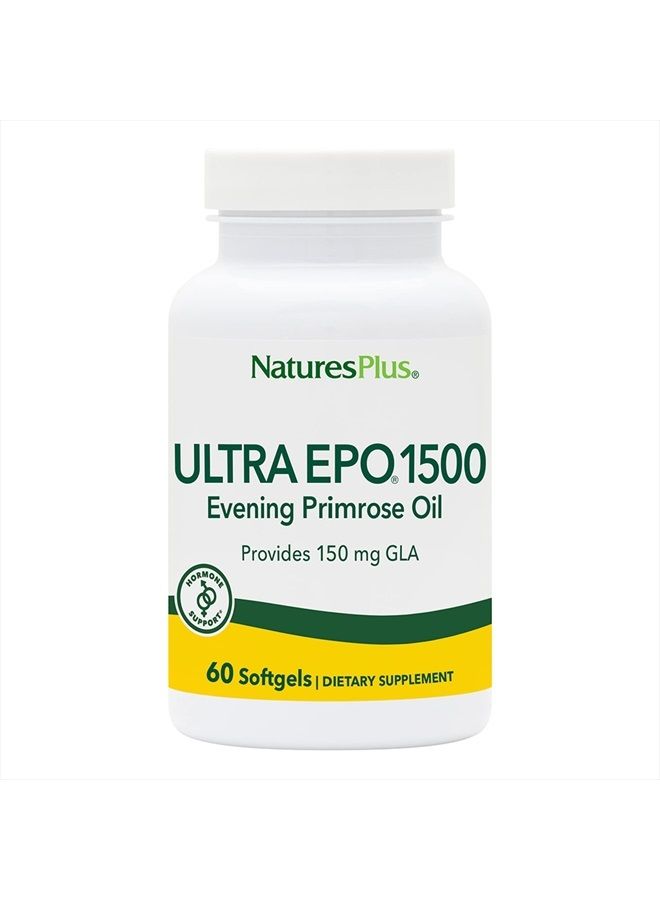 Nature's Plus زيت زهرة الربيع المسائية ناتشرز بلس ألترا EPO 1500-1500 ملغ، 60 كبسولة لينة - خالي من الغلوتين - 60 حصة - Image 1
