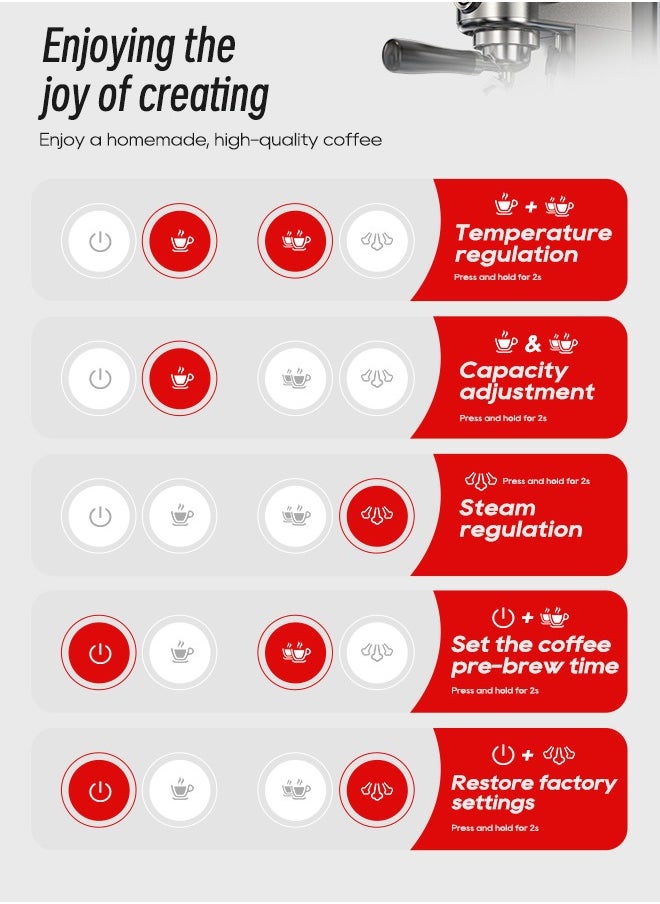 HiBREW 20Bar Semi Automatic Espresso Coffee Machine Temperature Adjustable Cold/Hot Super Slim Coffee Maker Cappuccino H10B