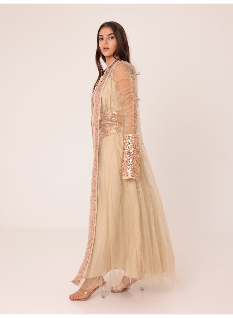 اكسا طقم قطعتين ترتر فاخر بأكمام تول بيج - Image 1