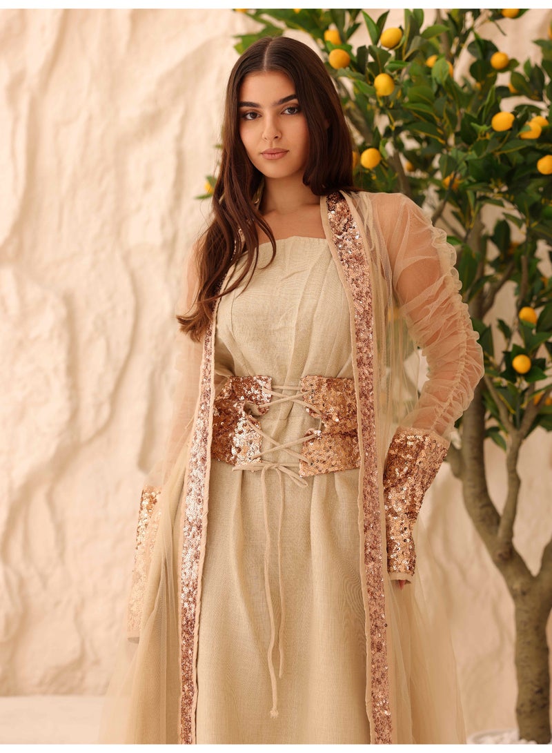 اكسا طقم قطعتين ترتر فاخر بأكمام تول بيج - Image 2