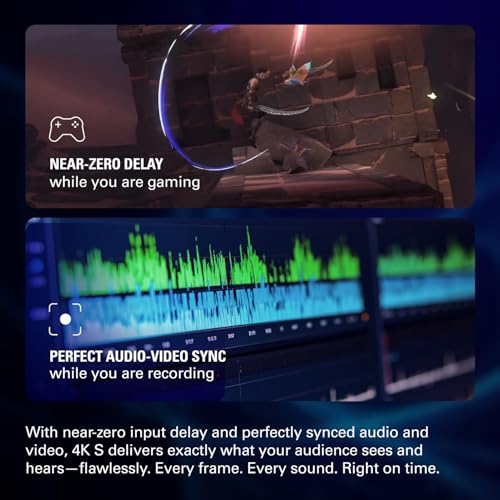 elgato إلجاتو 4K S – بطاقة التقاط خارجية لجهاز PS5، Xbox Series X/S، Switch 2، PC، Mac، iPad | 4K60، 1440p120، أو 1080p240 تمرير والتقاط، HDR10، VRR، USB-C، زمن تأخير قريب من الصفر - Image 4