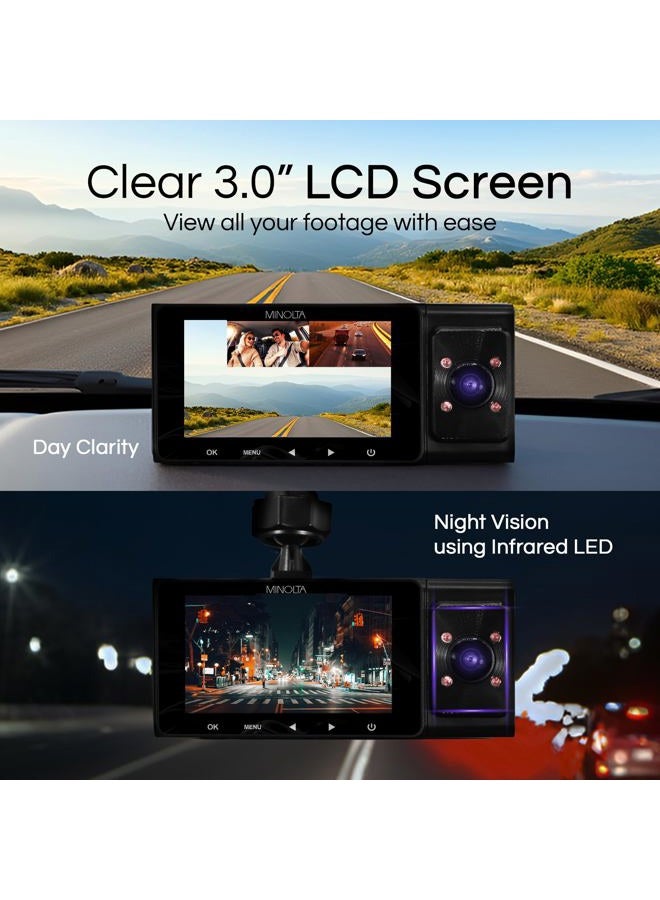 Minolta MNCD338T 3-Channel 1080P Dash Camera w/3.0" LCD & Rear Camera - Image 4