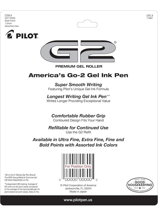 بايلوت أقلام حبر جل فاخرة قابلة للسحب من PILOT G2، ذات رأس عريض (1.0 مم)، متنوعة، عبوة من 10 أقلام (11887) - Image 2